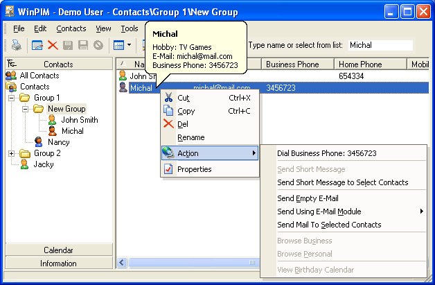 Screenshot of WinPIM